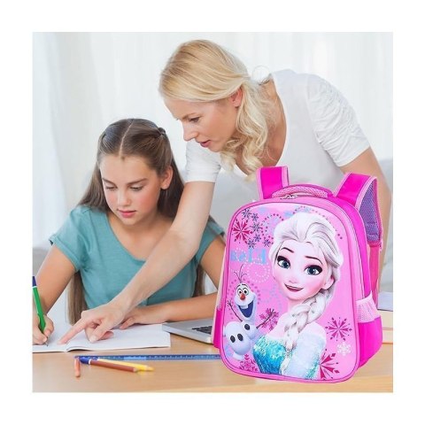 Plecak Elza z Krainy Lodu 3D, różowy, regulowane szelki, boczne kieszonki, plecak na prezent do szkoły i codziennego użytku Plecak Elza z Krainy Lodu 3D, różowy, regulowane szelki, boczne kieszonki, plecak na prezent do szkoły i codziennego użytku