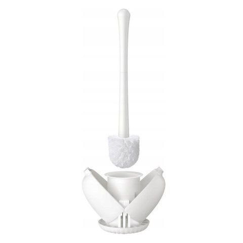 Szczotka do WC z zamkniętą podstawą, biała, plastikowa, wolnostojąca, nowoczesny design, higieniczne przechowywanie. Szczotka do WC z zamkniętą podstawą, biała, plastikowa, wolnostojąca, nowoczesny design, higieniczne przechowywanie.