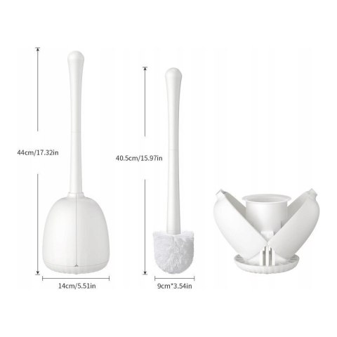 Szczotka do WC z zamkniętą podstawą, biała, plastikowa, wolnostojąca, nowoczesny design, higieniczne przechowywanie. Szczotka do WC z zamkniętą podstawą, biała, plastikowa, wolnostojąca, nowoczesny design, higieniczne przechowywanie.