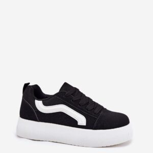 Black White Platform Sneakers VELVIA Women’s Low-Top Contrast Wave EU 36–40