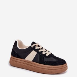 Black Beige Platform Sneakers RIVIA Women’s Suede Low-Top Retro EU 36–40