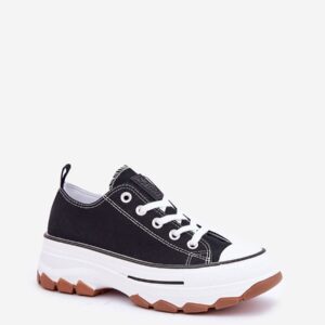 Black Canvas Sneakers VITA Women’s Platform Chunky Sole Low-Top EU 36–40