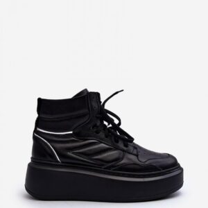 Black High-Top Platform Sneakers ALVIA Women’s Chunky All-Black Lace-Up EU 36–40