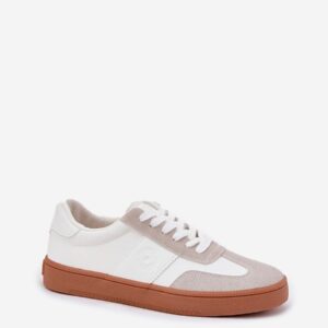MILA Women’s Sneakers – Beige & White, Gum Sole, Minimalist Style, Sizes 36–40