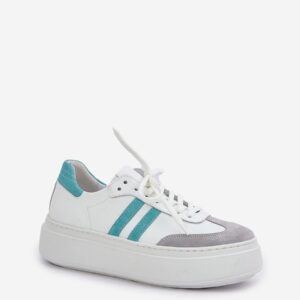 AZURA Women’s Platform Sneakers – White & Blue, Suede Detail, Chunky Sole, Sizes 36–40