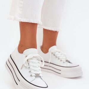 VIVI Women’s Platform Sneakers – White Canvas, Chunky Sole, Sizes 36–40