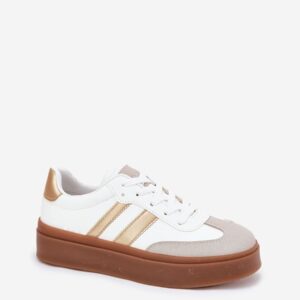 SOLA Women’s Sneakers – Beige & Gold, Retro Gum Sole, Sizes 36–40
