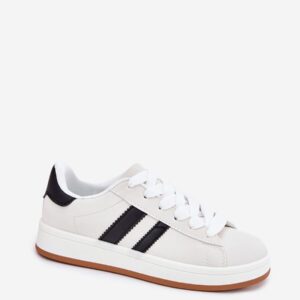 TRADO Unisex White Sneakers – Black Stripes, Retro Style, Sizes 36–40