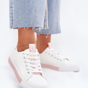 NICEA Women’s Sneakers – White with Pink Detail, Casual Low-Top, Sizes 36–40