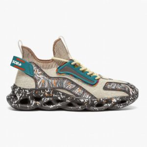 Men’s Sculpted Street Sneakers – Beige / Multicolor – Low-Top – Artistic Hollow Sole