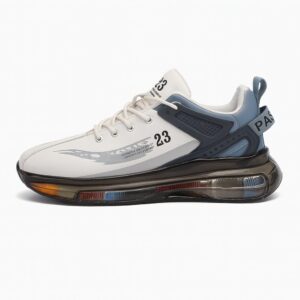 Men’s Air Capsule Sneakers – Low-Top – White / Navy – Futuristic Sport Design